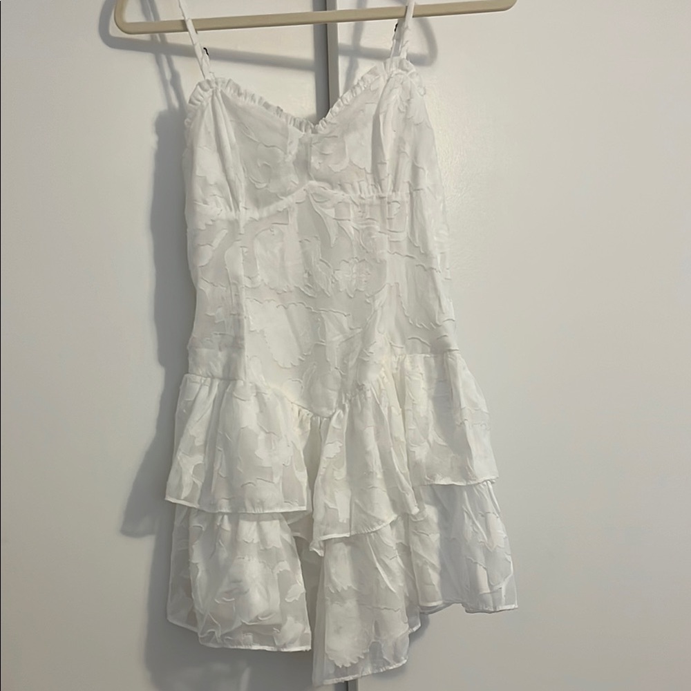 White Floral Ruffle Mini Dress